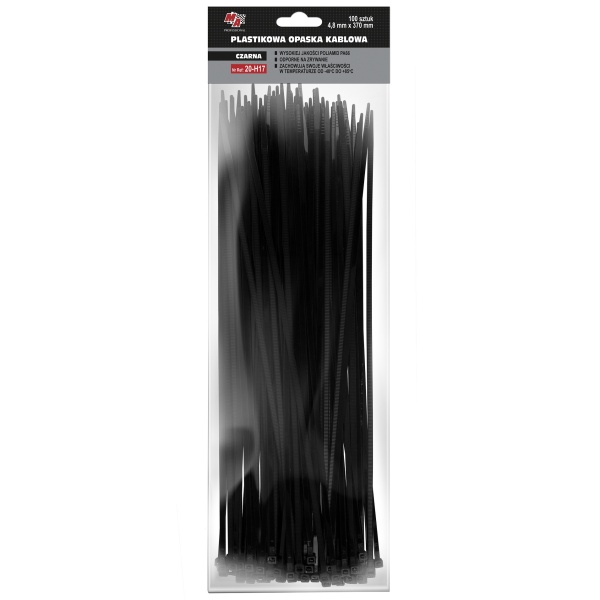 MA Professional Set 100 Buc Colier Plastic 4,8X370MM Negru 20-H17